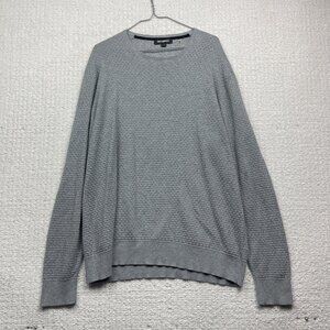 Karl Lagerfeld Thermal Tech Waffle Knit Sweater Jumper Long sleeve Grey Men Sz L